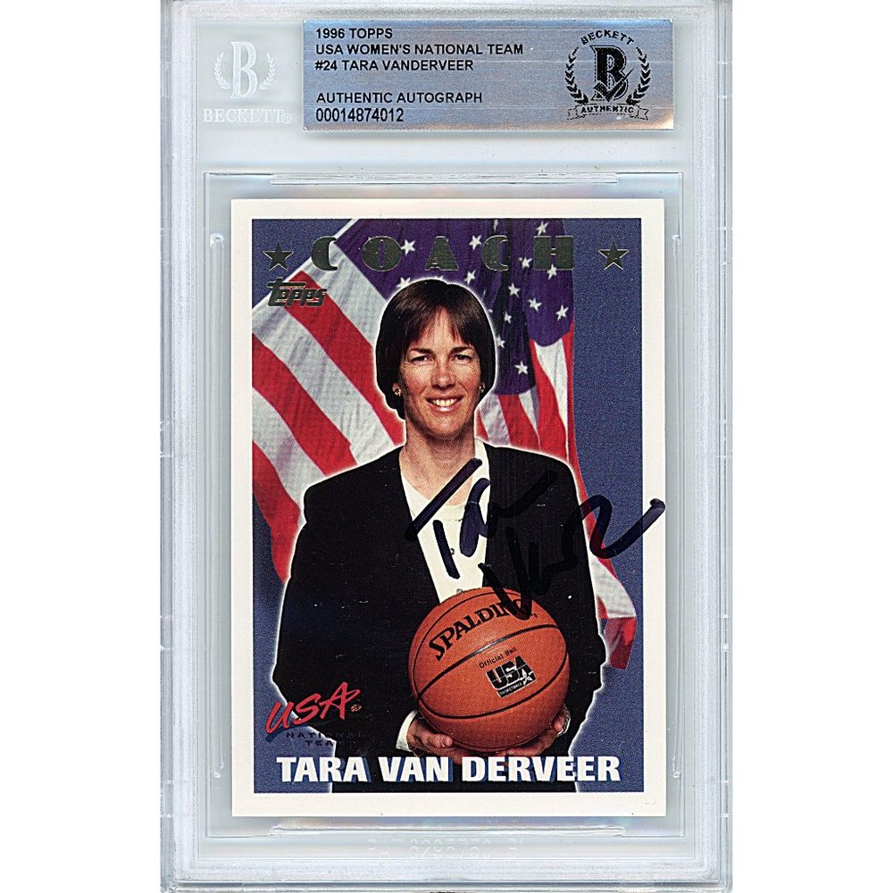 Tara Vanderveer Signed 1996 Topps Team USA Basketball Card Beckett Autograph